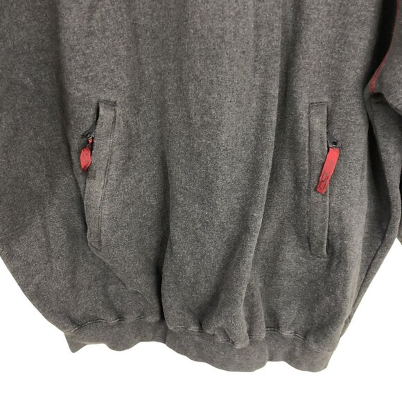 Fubu Charcoal Gray Hoodie Sweatshirt Red Accents Drawstring Hood Mens Size L - Picture 5 of 12